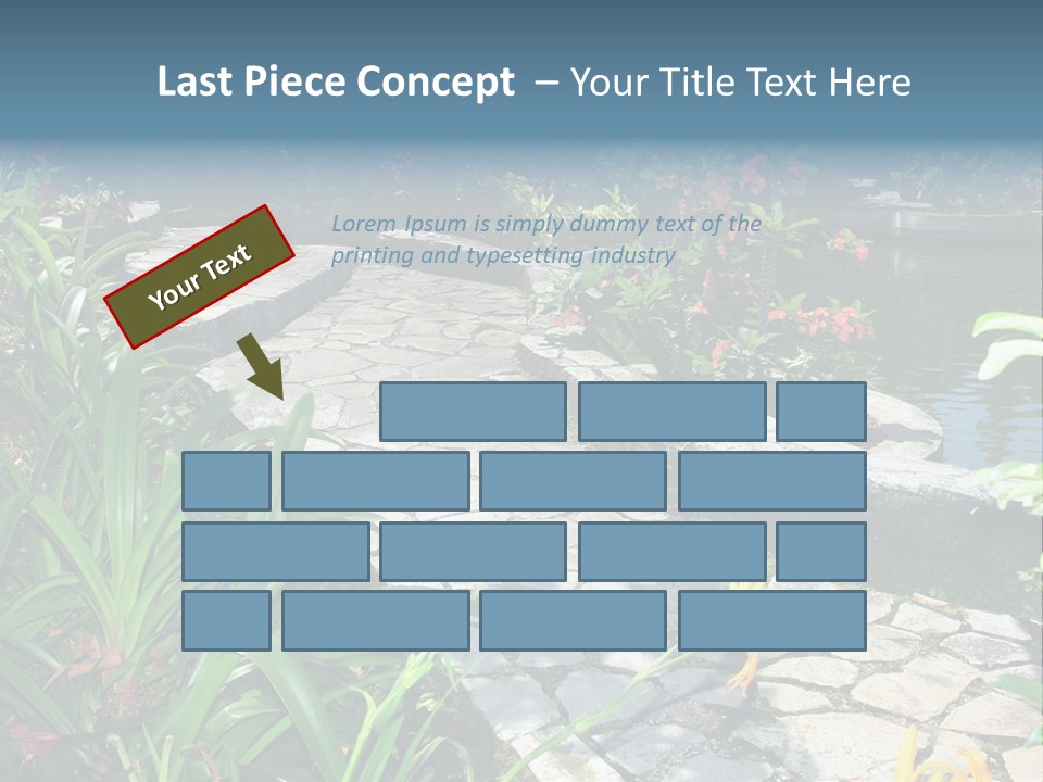 Beautiful Natural Garden With Pond PowerPoint Template