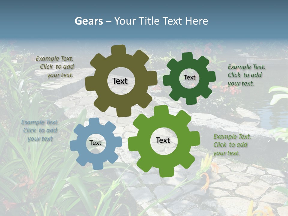 Beautiful Natural Garden With Pond PowerPoint Template