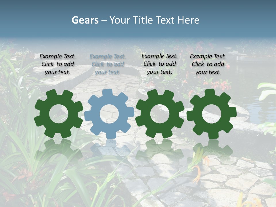 Beautiful Natural Garden With Pond PowerPoint Template