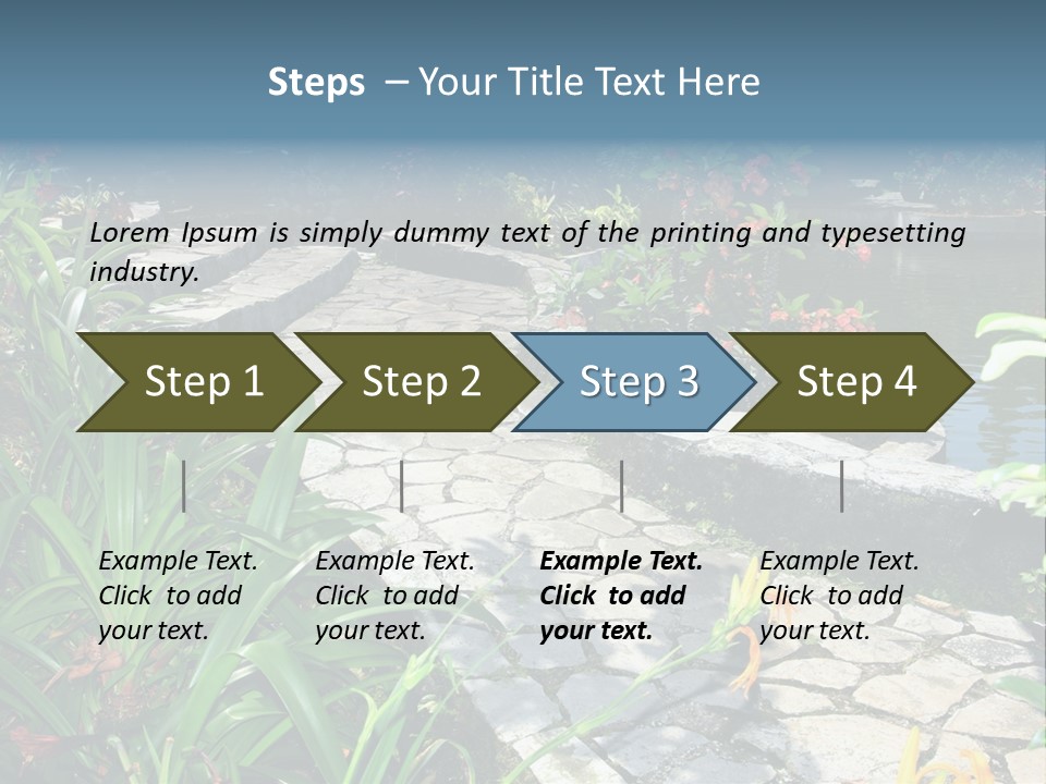 Beautiful Natural Garden With Pond PowerPoint Template