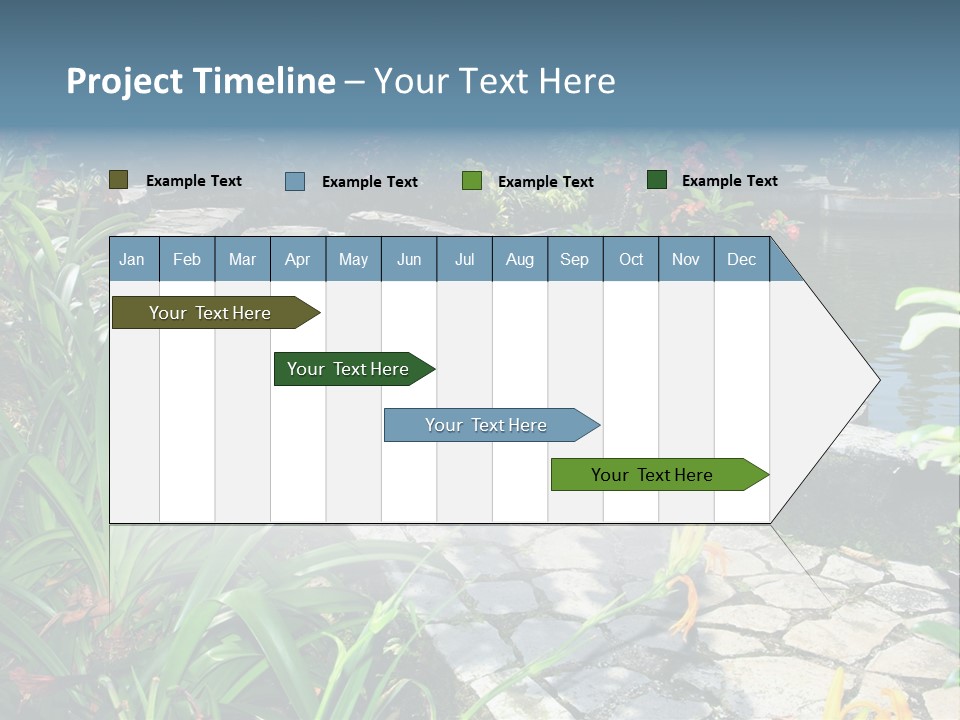 Beautiful Natural Garden With Pond PowerPoint Template