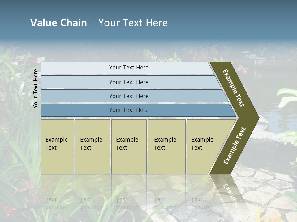 Beautiful Natural Garden With Pond PowerPoint Template