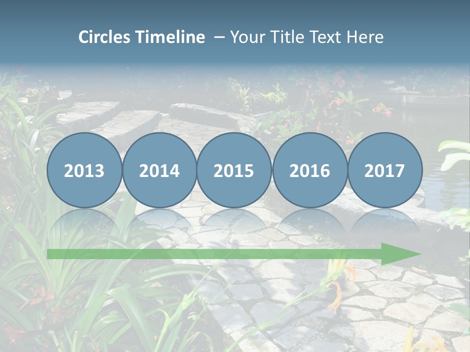 Beautiful Natural Garden With Pond PowerPoint Template