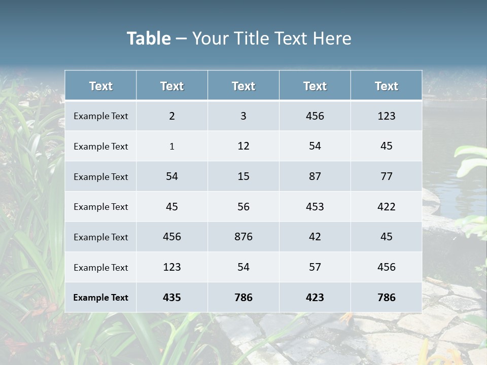 Beautiful Natural Garden With Pond PowerPoint Template