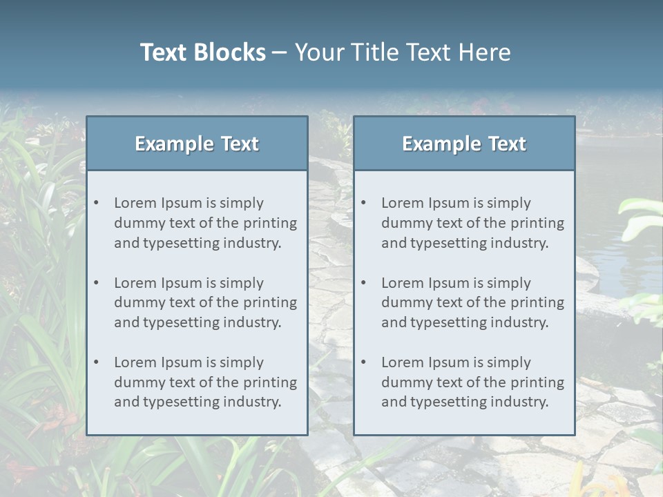 Beautiful Natural Garden With Pond PowerPoint Template