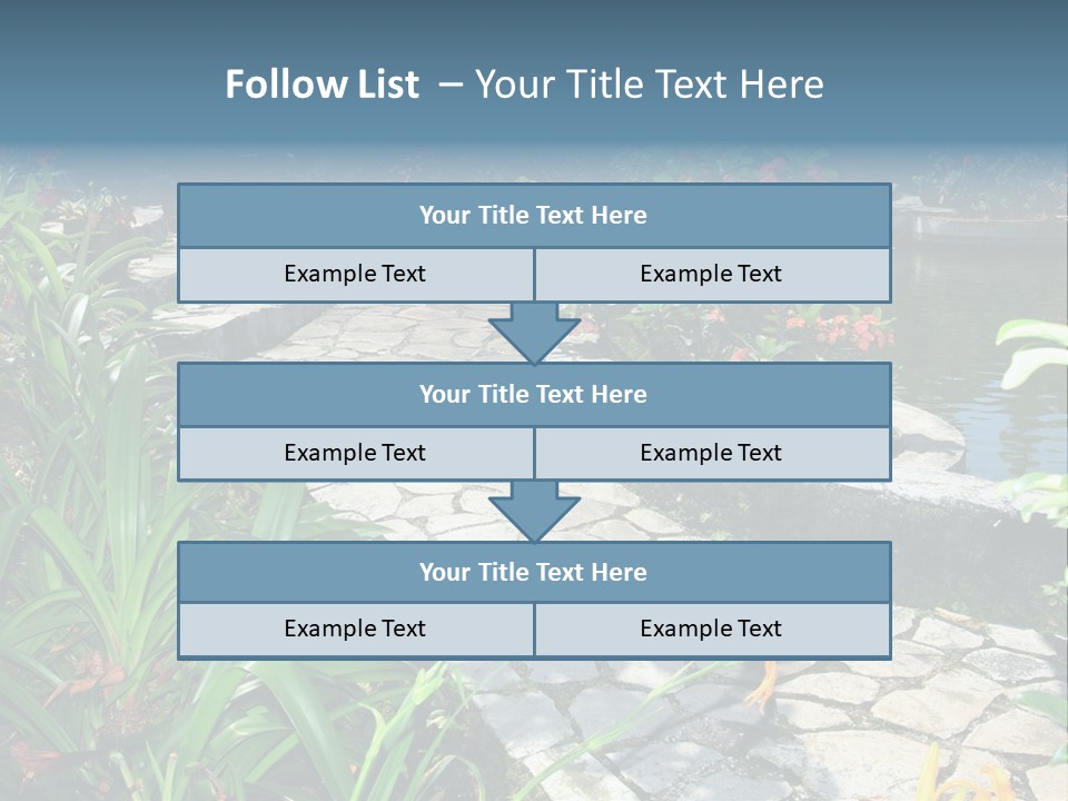 Beautiful Natural Garden With Pond PowerPoint Template