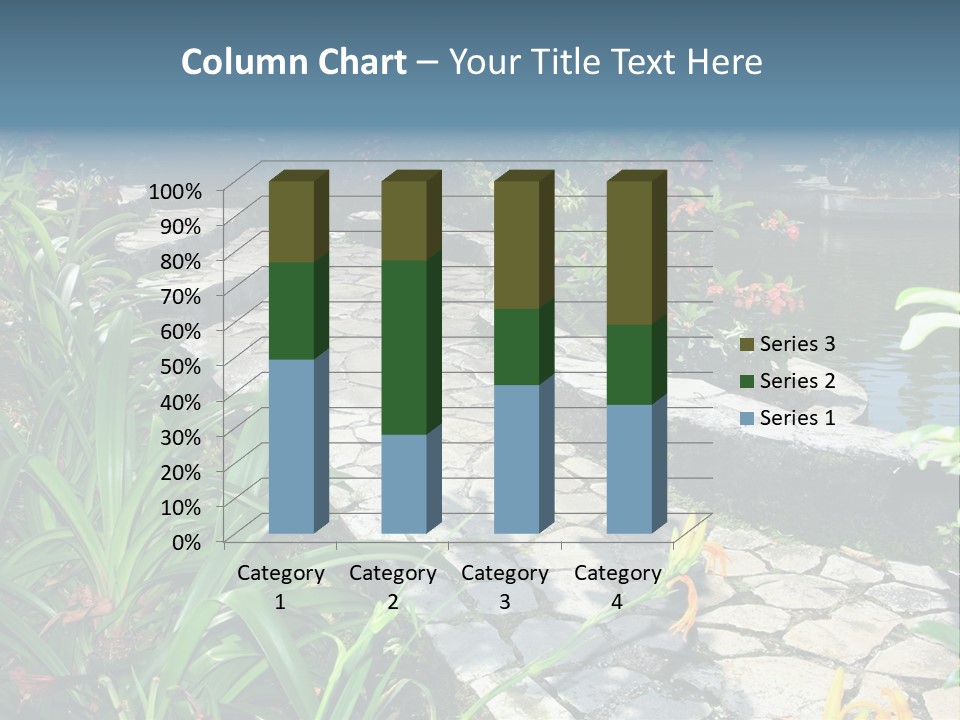 Beautiful Natural Garden With Pond PowerPoint Template