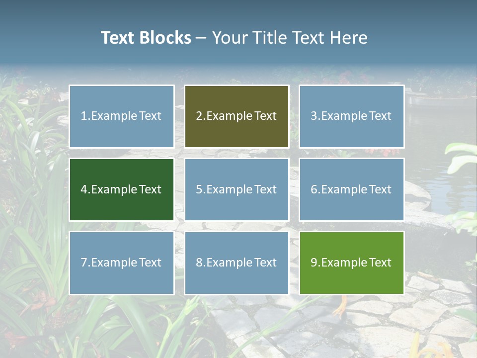 Beautiful Natural Garden With Pond PowerPoint Template