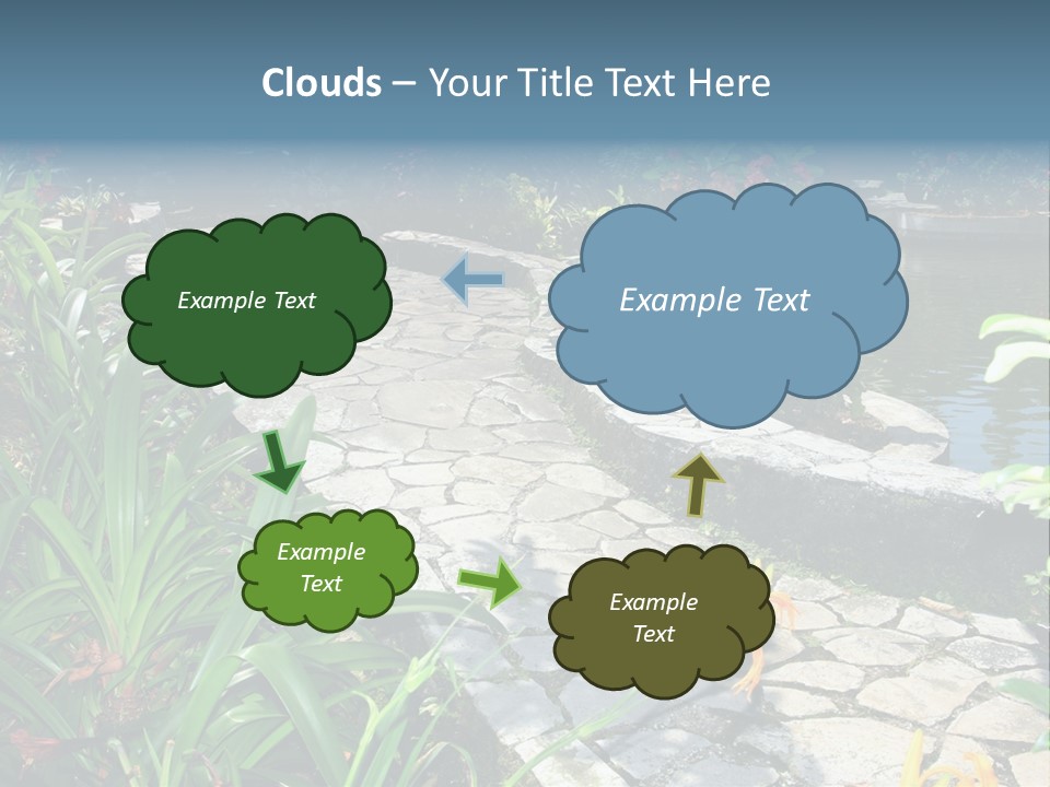 Beautiful Natural Garden With Pond PowerPoint Template