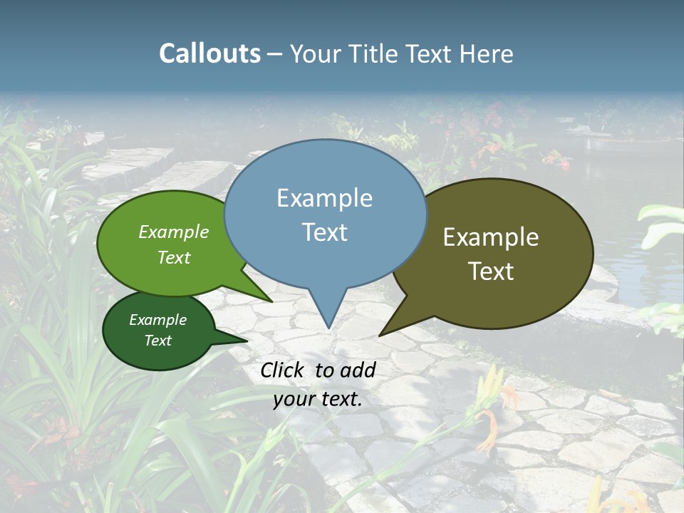 Beautiful Natural Garden With Pond PowerPoint Template