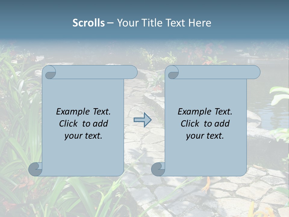 Beautiful Natural Garden With Pond PowerPoint Template