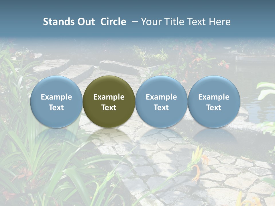 Beautiful Natural Garden With Pond PowerPoint Template