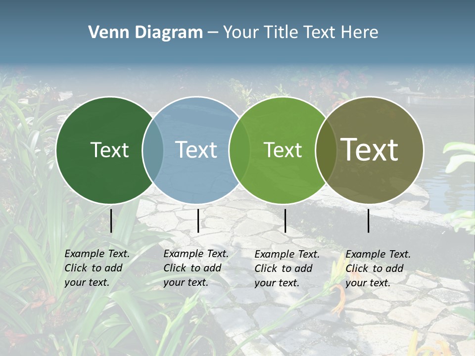 Beautiful Natural Garden With Pond PowerPoint Template