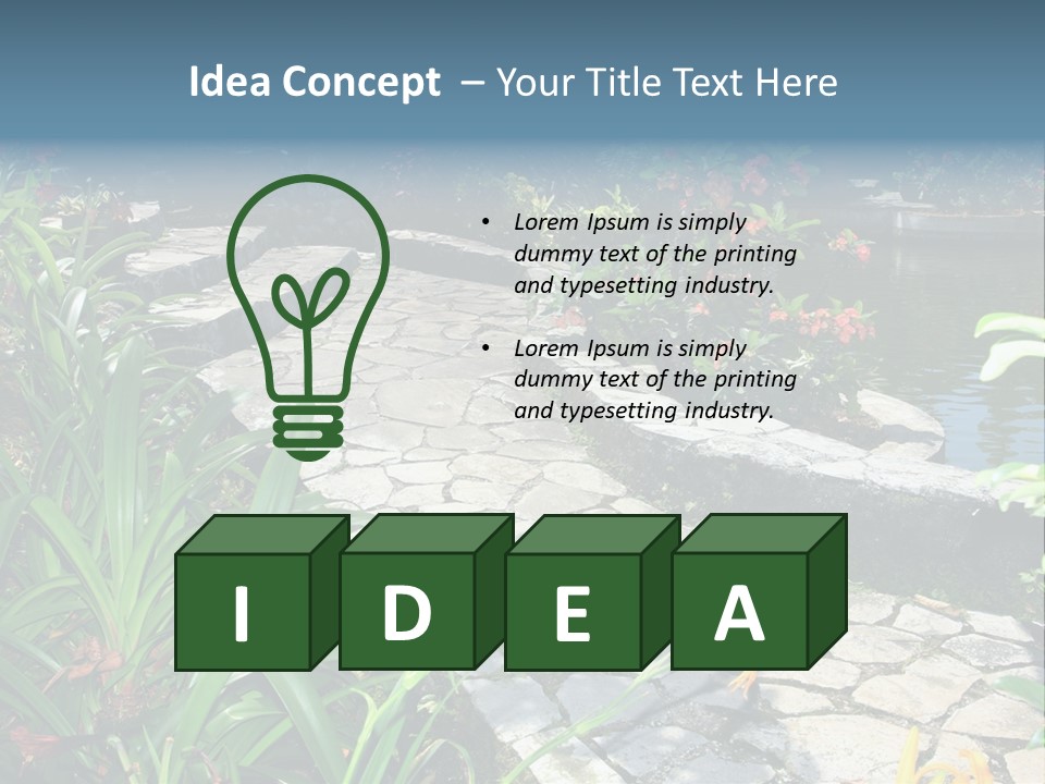 Beautiful Natural Garden With Pond PowerPoint Template