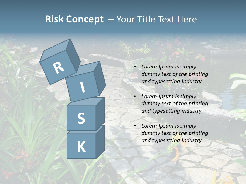 Beautiful Natural Garden With Pond PowerPoint Template