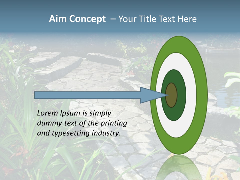 Beautiful Natural Garden With Pond PowerPoint Template