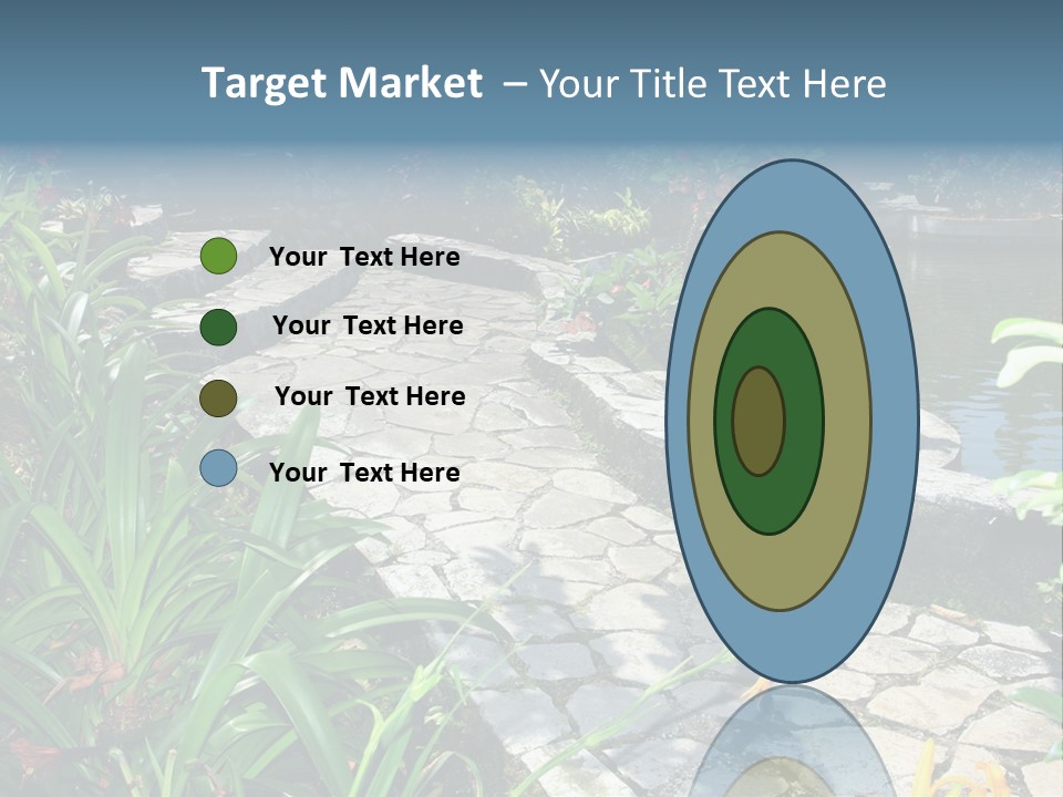 Beautiful Natural Garden With Pond PowerPoint Template