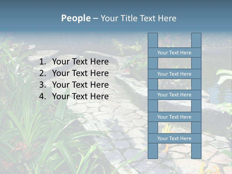 Beautiful Natural Garden With Pond PowerPoint Template