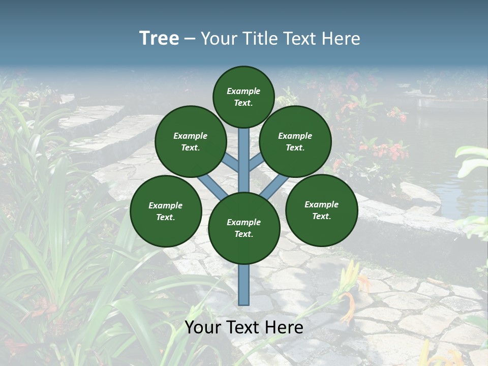 Beautiful Natural Garden With Pond PowerPoint Template