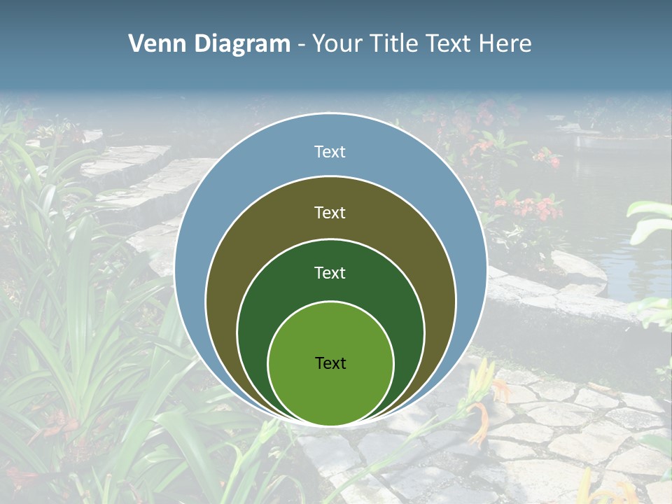Beautiful Natural Garden With Pond PowerPoint Template