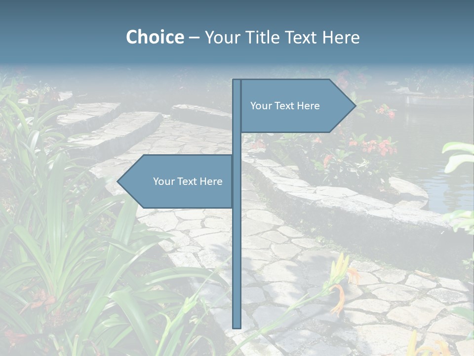 Beautiful Natural Garden With Pond PowerPoint Template