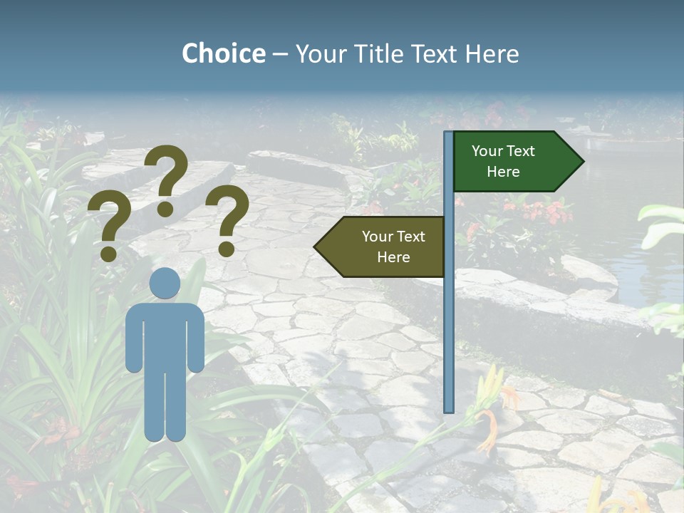 Beautiful Natural Garden With Pond PowerPoint Template