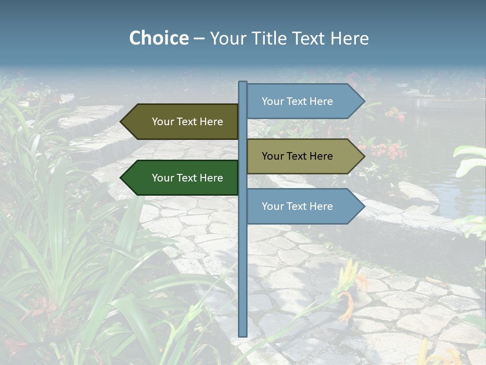 Beautiful Natural Garden With Pond PowerPoint Template