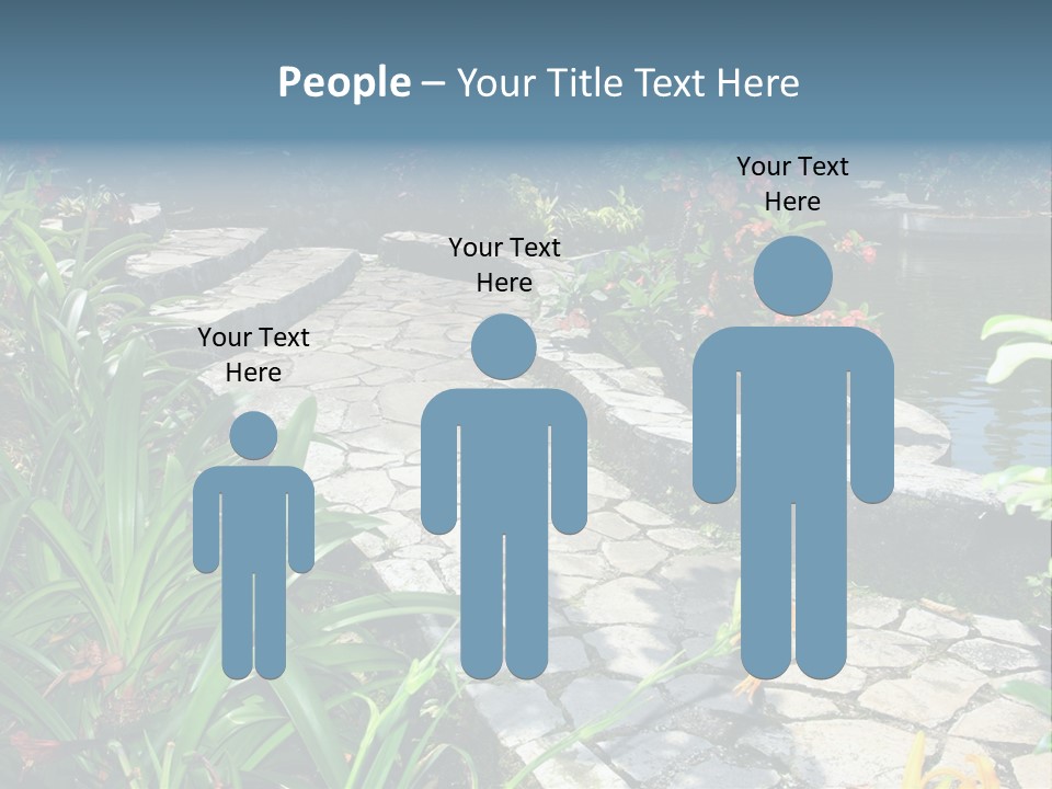 Beautiful Natural Garden With Pond PowerPoint Template