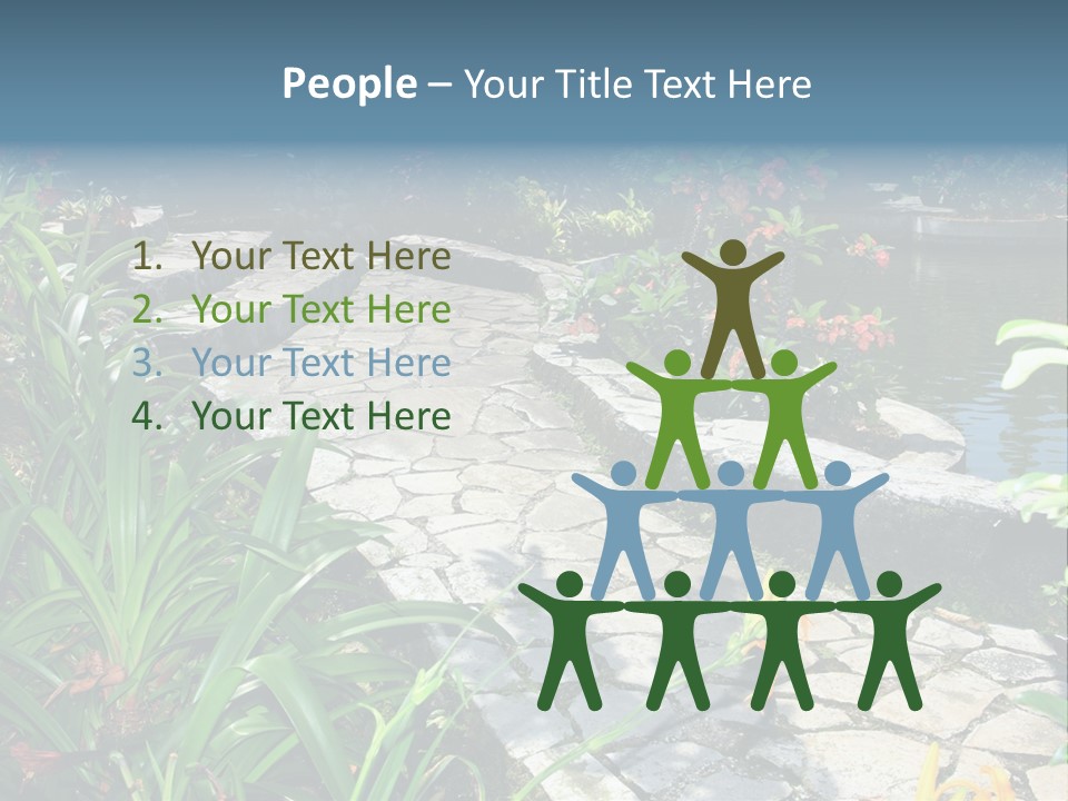 Beautiful Natural Garden With Pond PowerPoint Template