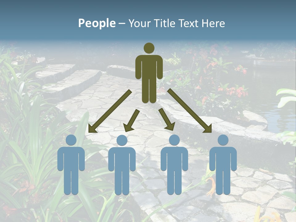 Beautiful Natural Garden With Pond PowerPoint Template