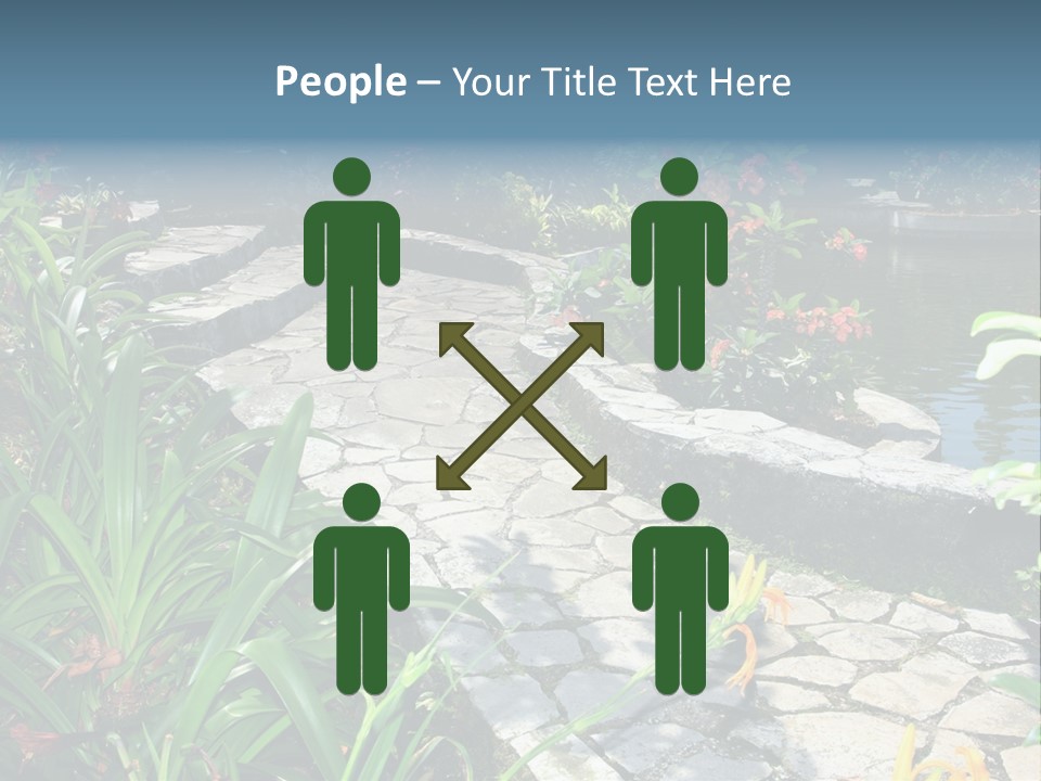 Beautiful Natural Garden With Pond PowerPoint Template