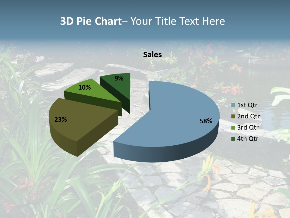 Beautiful Natural Garden With Pond PowerPoint Template