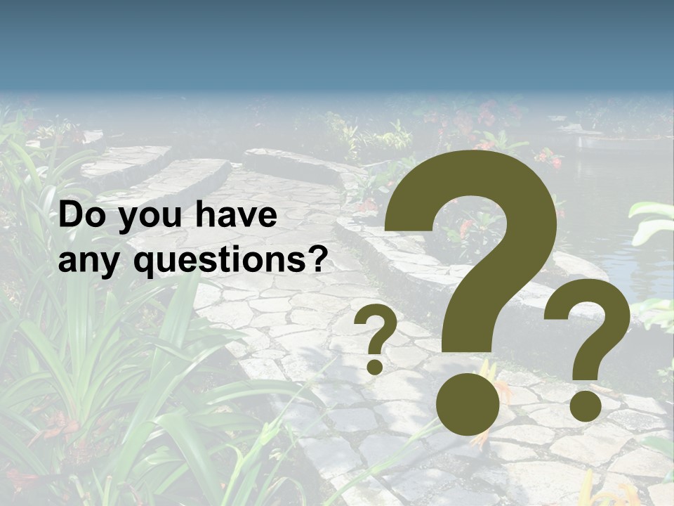 Beautiful Natural Garden With Pond PowerPoint Template