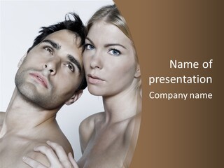 Studio Shot On Isolated Background Of A Beautiful Heterosexual Couple With The Man Naked PowerPoint Template