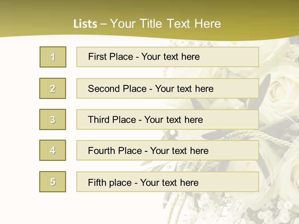 Wedding Bouquet Of White Roses PowerPoint Template