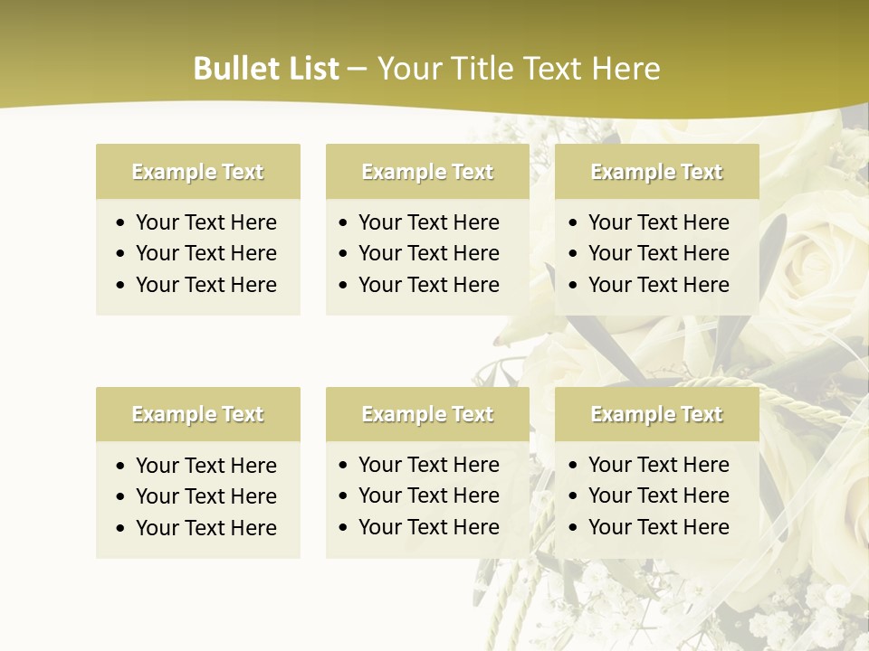 Wedding Bouquet Of White Roses PowerPoint Template