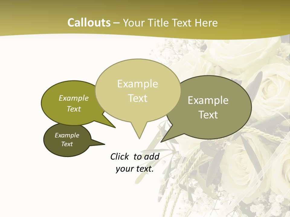 Wedding Bouquet Of White Roses PowerPoint Template