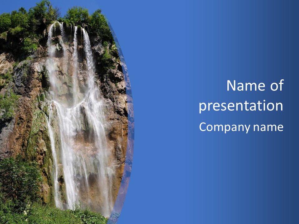 A Waterfall With A Blue Sky In The Background PowerPoint Template