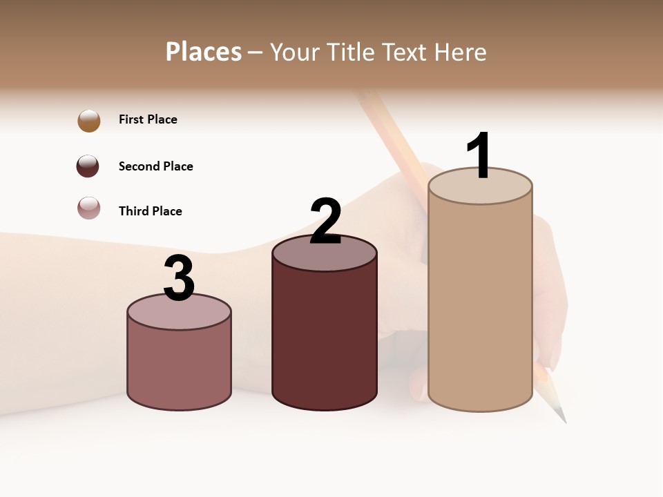 Pencil In Woman Hand Isolated On White Background PowerPoint Template