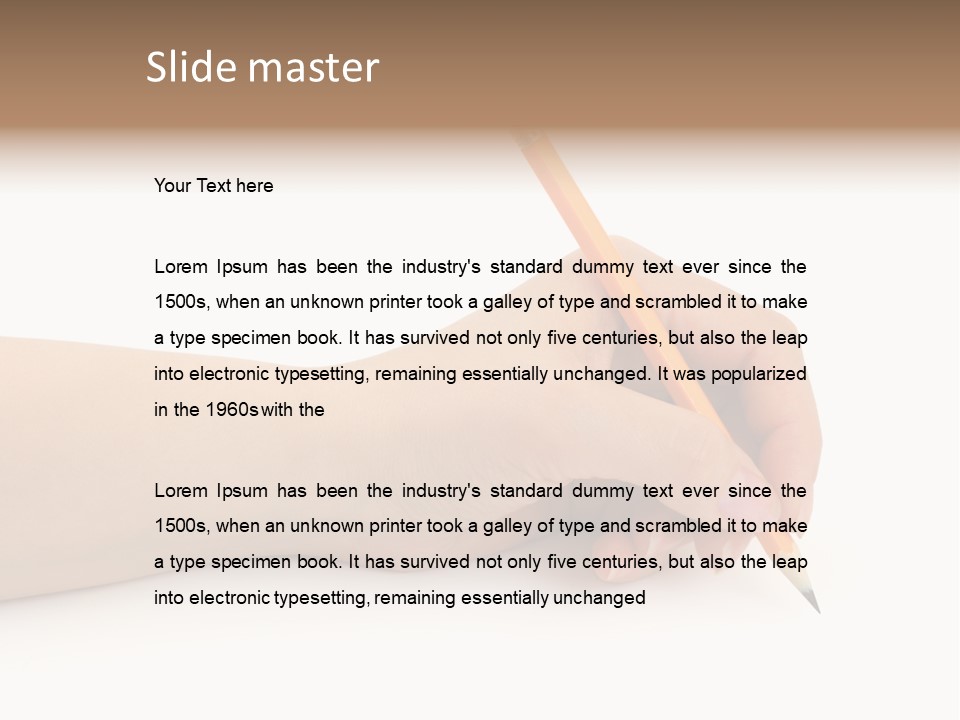 Pencil In Woman Hand Isolated On White Background PowerPoint Template