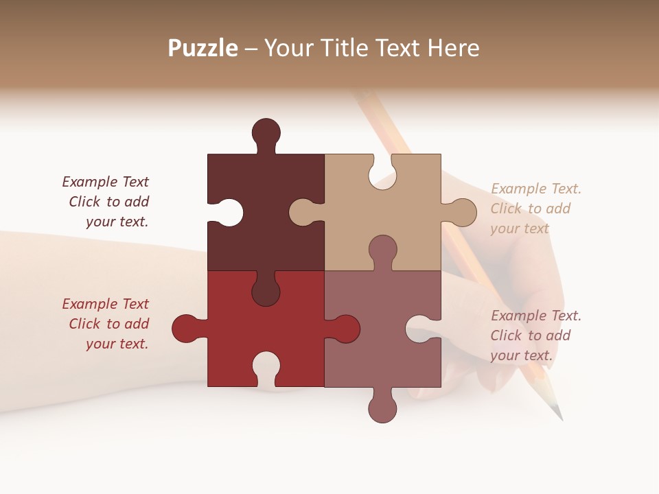 Pencil In Woman Hand Isolated On White Background PowerPoint Template