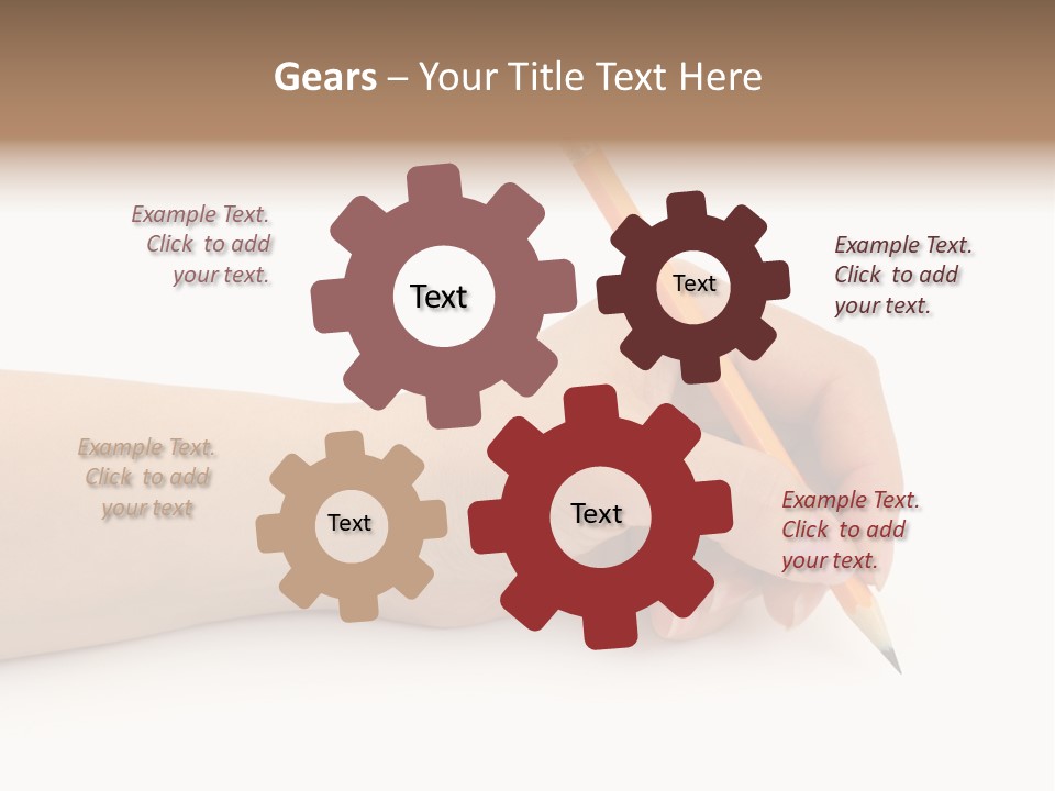 Pencil In Woman Hand Isolated On White Background PowerPoint Template