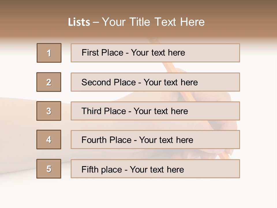 Pencil In Woman Hand Isolated On White Background PowerPoint Template