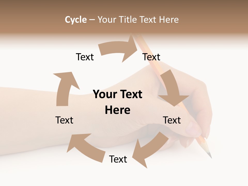 Pencil In Woman Hand Isolated On White Background PowerPoint Template