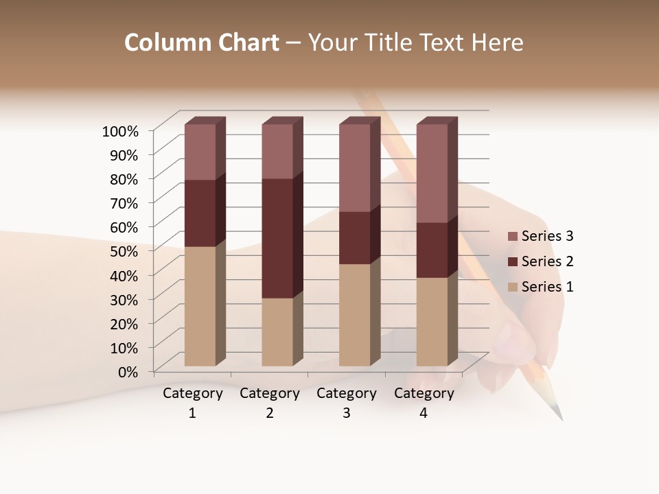 Pencil In Woman Hand Isolated On White Background PowerPoint Template