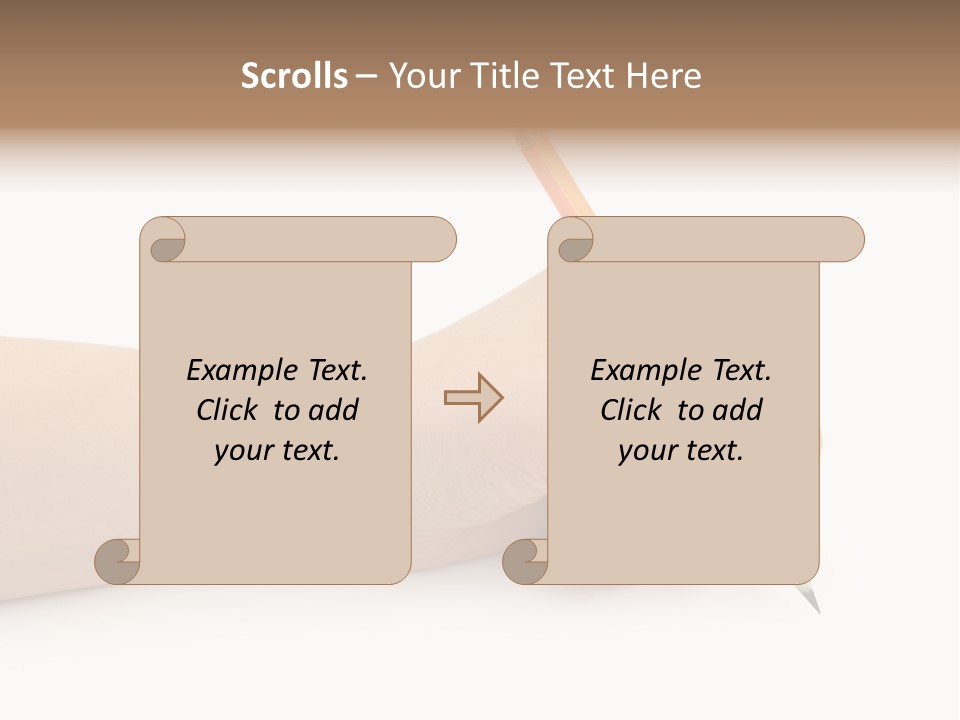 Pencil In Woman Hand Isolated On White Background PowerPoint Template