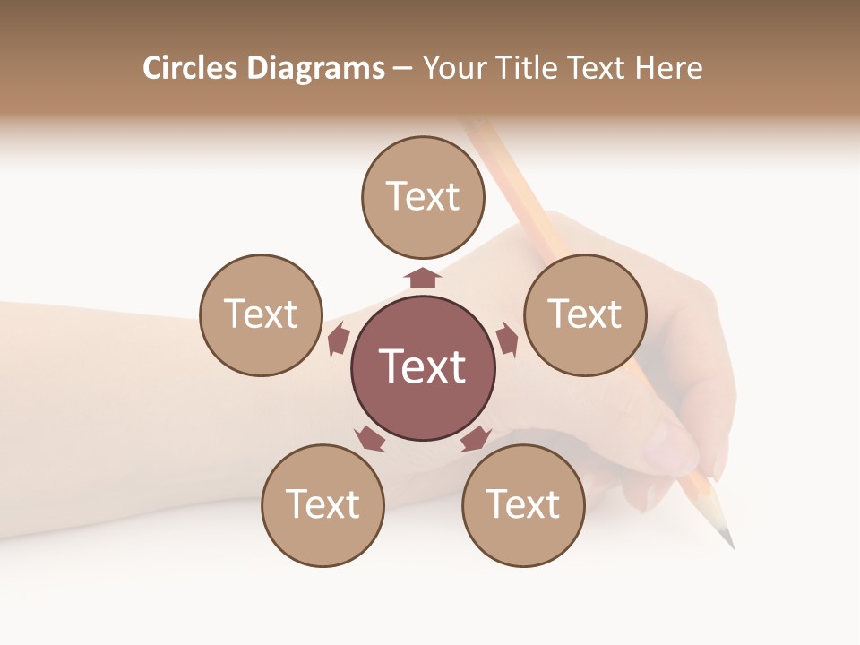 Pencil In Woman Hand Isolated On White Background PowerPoint Template