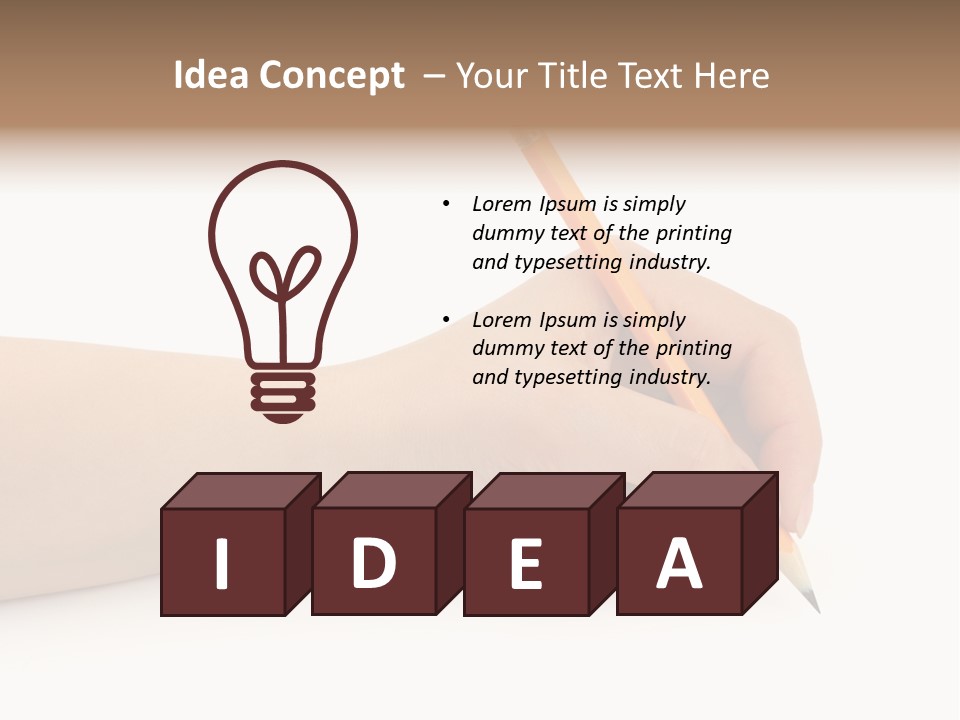 Pencil In Woman Hand Isolated On White Background PowerPoint Template