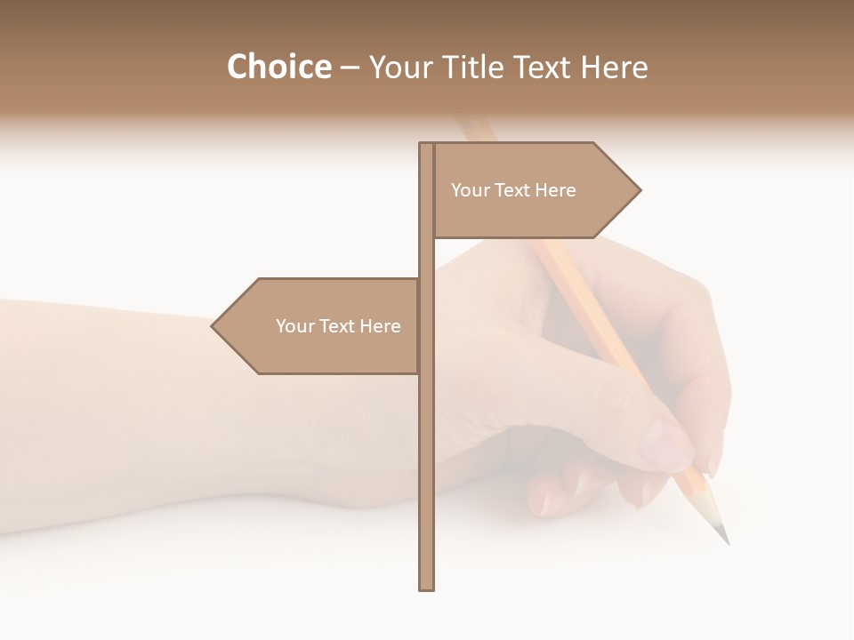 Pencil In Woman Hand Isolated On White Background PowerPoint Template