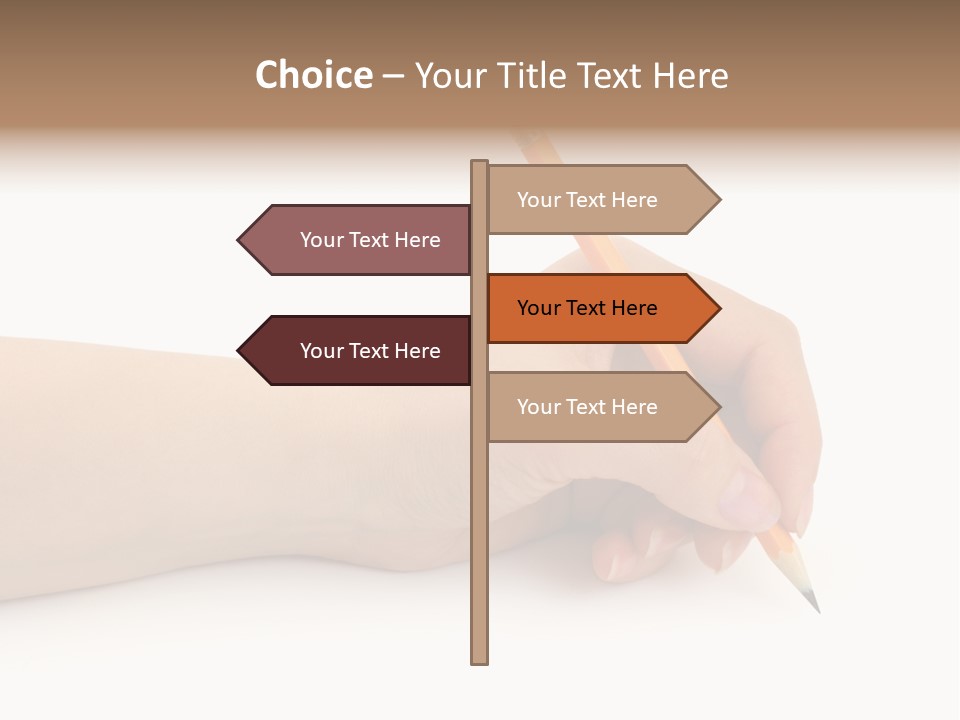 Pencil In Woman Hand Isolated On White Background PowerPoint Template